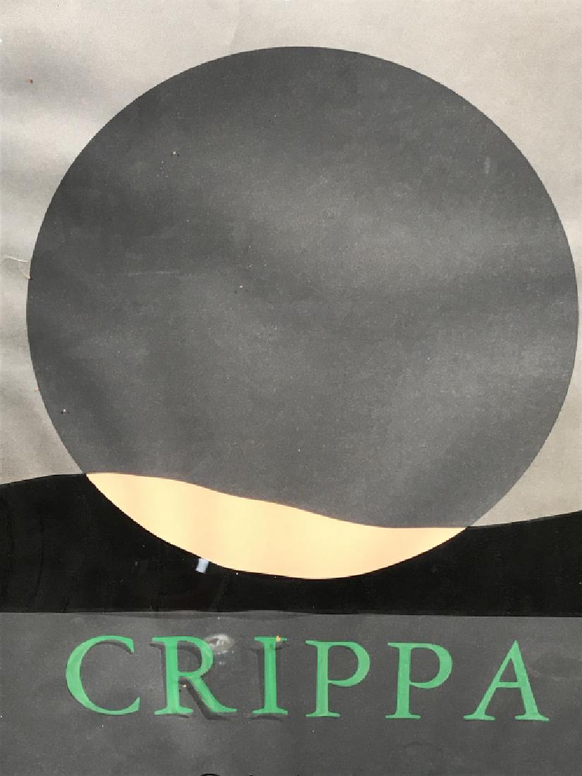 Roberto Crippa at Galerie Iolas, 1970 Serigraph: Exhibition serigraph poster. There is surface wear of poster like imperfections in text, discoloration, and creasing, might need restoration. Serigraph is set behind glass in silver tone metal frame.