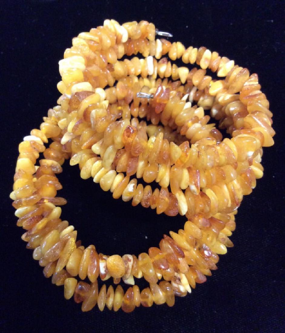 Composite Stone Style Wrap Bracelets: Orange and yellow toned composite material stone style beaded bracelets, wire wrap bracelets. Measures approx 3 in in diameter. Fashion accessory, ladies estate costume jewelry. 4