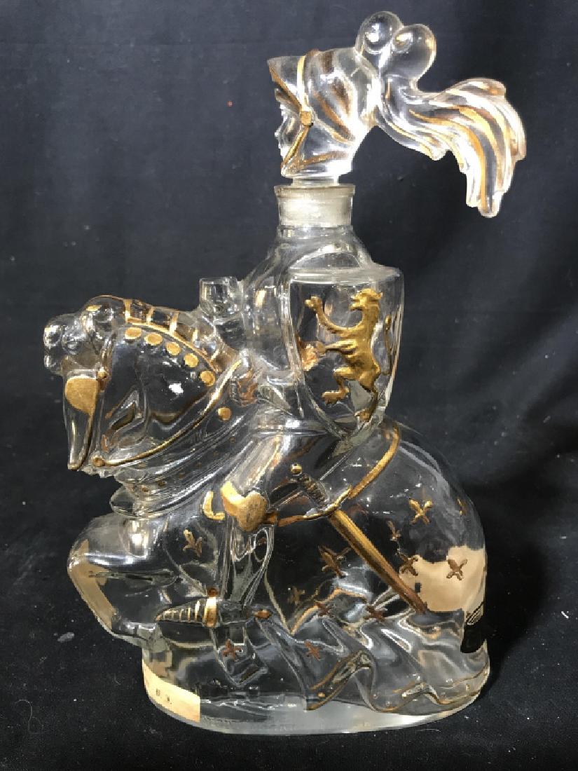 ARMAGNAC CASTAGNO Horse & Knight Decanter: Decanter is labeled ARMAGNAC CASTAGNO. Pieces shape resembles a knight riding a horse. Measures approx 11inches tall 7 inches long. decanter, medieval collectible, decorative arts and accessories 6