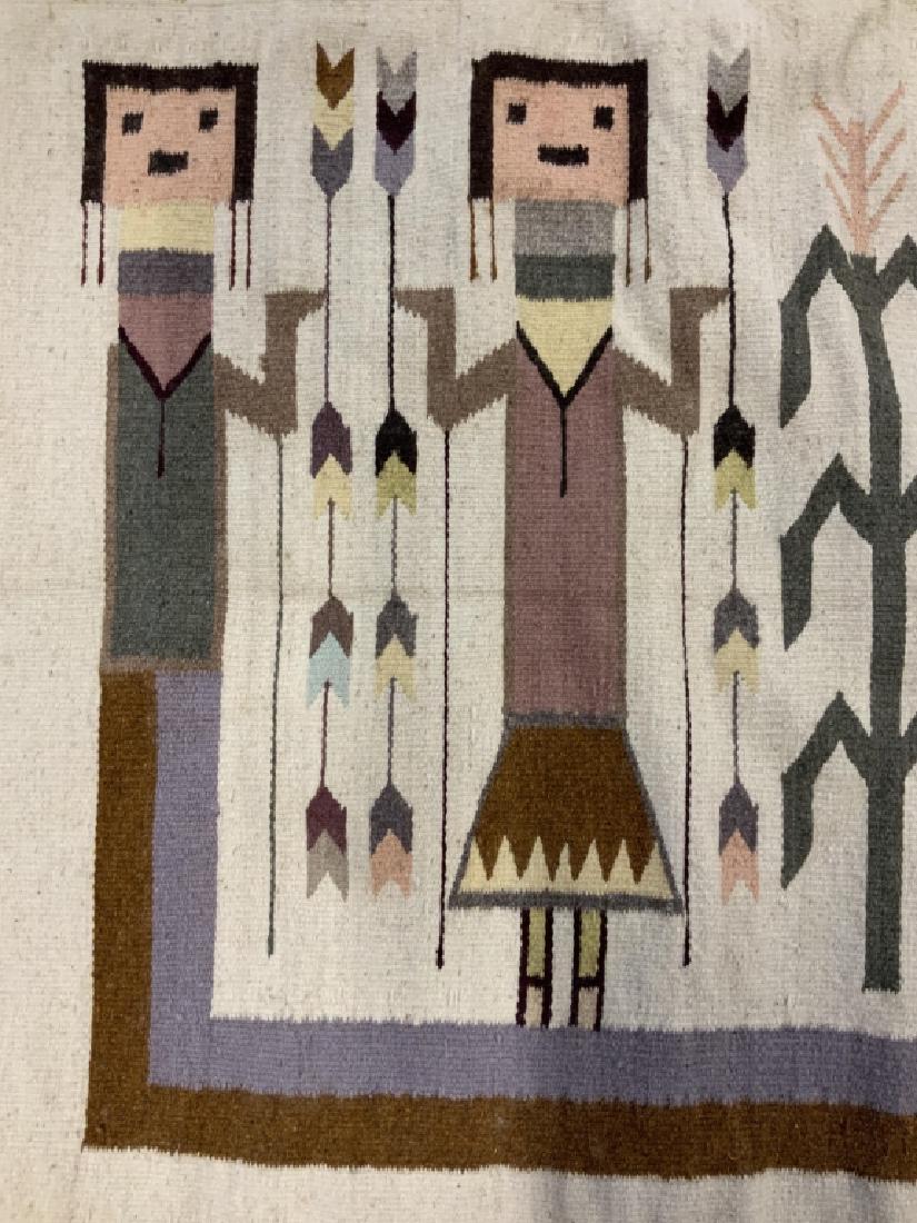 Southwest Style Woven Figural Wall Hanging: Navajo style yei rug. Textile artwork, comes with brass rod for hanging, sw arts and crafts, textile artwork, wall decor, home accent home decor measures apps 35 by 52 inches