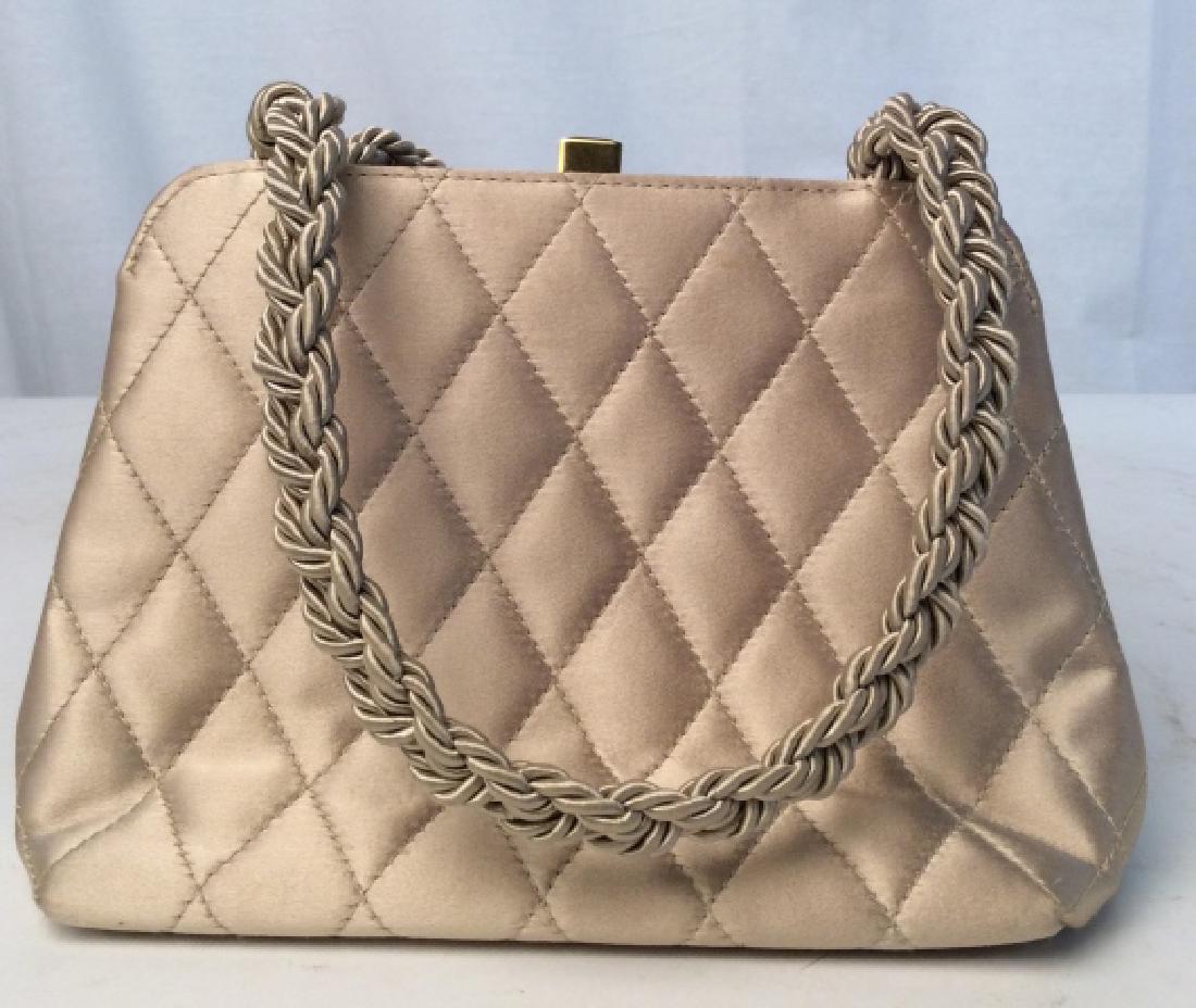 ZENITH Vintage Quilted Silk Handbag: Beautiful vintage Quilted satin silk handbag, with braided straps, and gold toned hardware accents. Lined interior with golden clasps and one zipper pocket. fashion accessory, women's accessories, lad