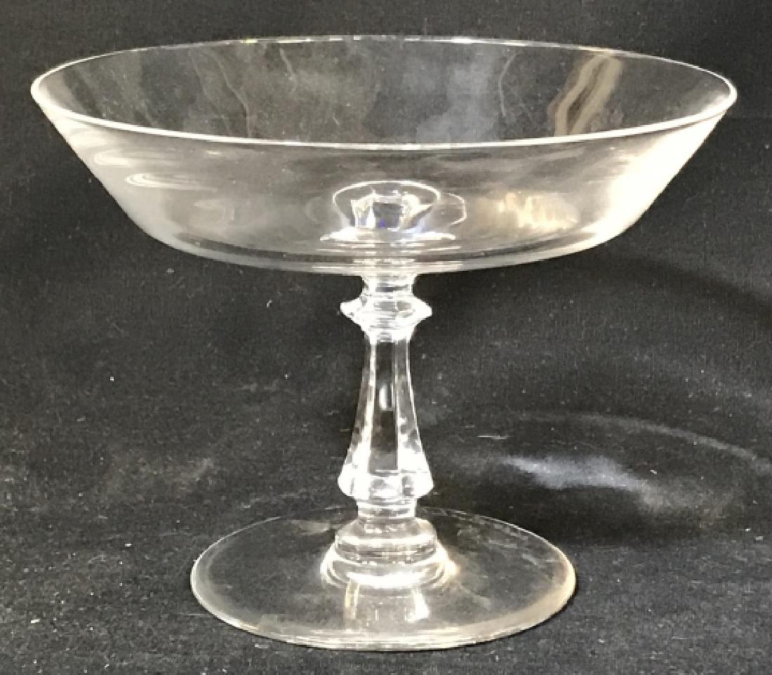SIGNED VAL ST LAMBERT Crystal Pedestal Tazza: Not all European crystal is the same. Val St. Lambert is BELGIAN, the company founded by a chemist and a crystal workman in the late 18 th c. in an abandoned abby. This piece is possibly circa 1960s, 
