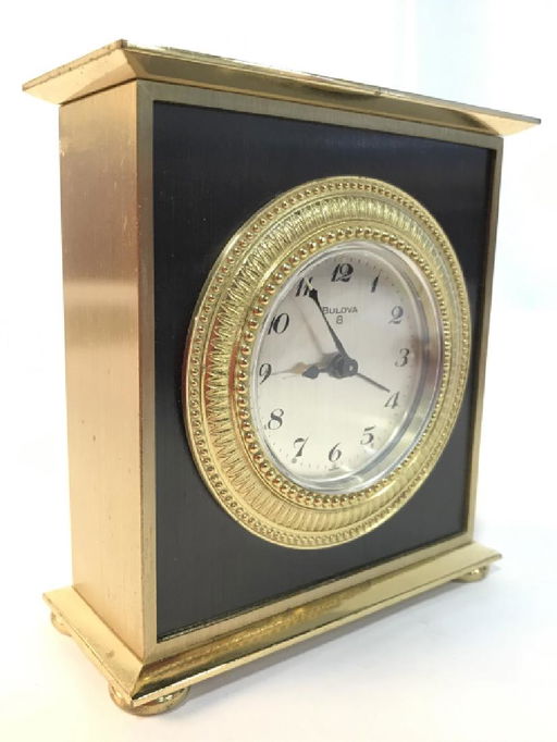 Black Gold Toned Bulova Desk Clock