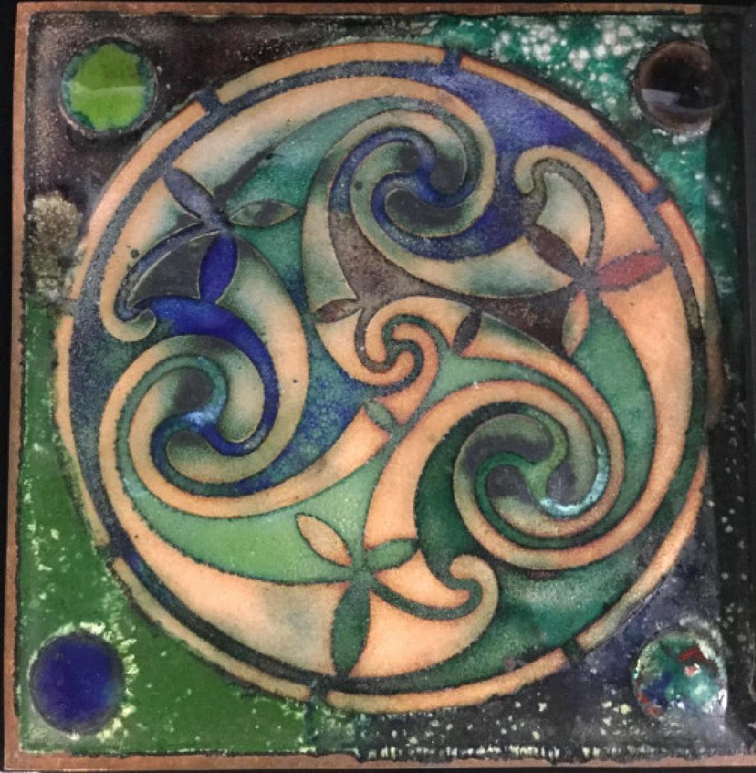 HANDCRAFTED Mosaic & Enamel Keepsake Box: Mixed media, glass, medal, wood, enamel. 6 7/8 in. sq. 2.5 in high. Missing sections of glass. Handcrafted Art, Arts Crafts, Hand Made Box, Mixed Media Art Box, Mosaic Keepsake Box, Tabletop Enameled