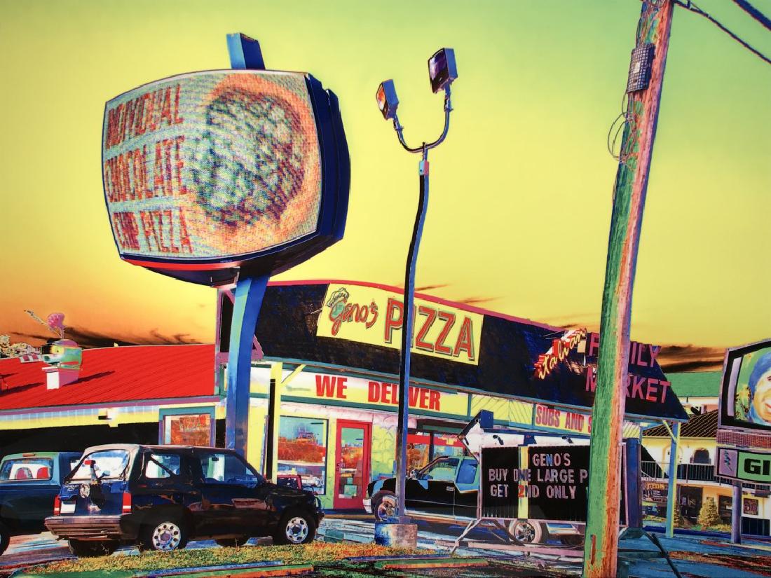 Digitally Signed G. GRUBB Photo Art On Aluminum: Digital photographic manipulated imagery On Aluminum, digitally Signed George GRUBB On recto. Title of the piece is ‘Pigeon Forge #12’ And is edition 1 of 3. Artwork comes with artist signed certi