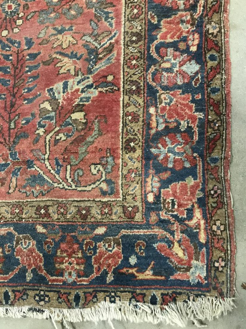 Vintage Handmade Persian SAROUK Wool Rug: Rug is wool and handmade. Contains intricate multi toned floral detail with tones of navy, red, brown, cream, and black. Measures approx 56 inches long 40 inches wide. Home accessory and decor, decora