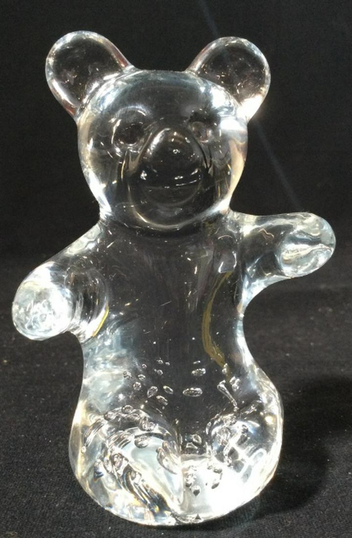 Clear Glass Gummy Bear Paperweight: Clear glass gummy bear figurine with air bubbles rising. Bear Figurine measures at approximately 4 inches tall, and approx 2 inches wide. Paperweight, Glass Paperweight, Glass gummy bear, gummy bear, 