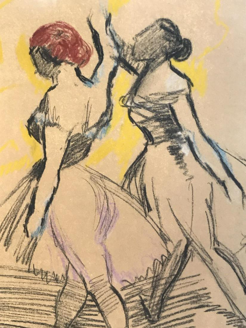 Signed Edgar DEGAS (1834-1917) Mixed Media: attributed to Edgar Degas (1834-1917) mixed media colored pencil or pastel on paper depicting sketch of ballerinas. Signed DEGAS in lower right corner. Paper measures approx 10.6 inches by 7.2 inches 