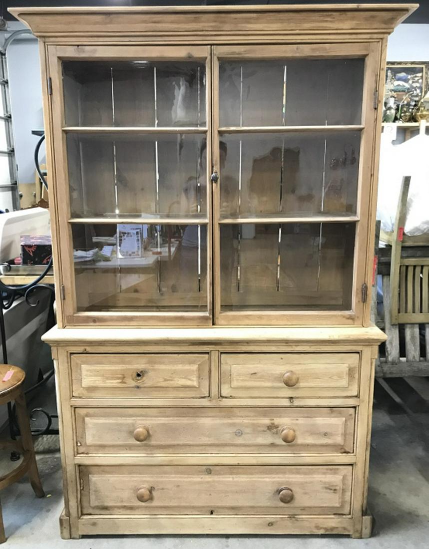 Antique Pine Glass Front Cabinet Aug 14 2019 The Benefit Shop