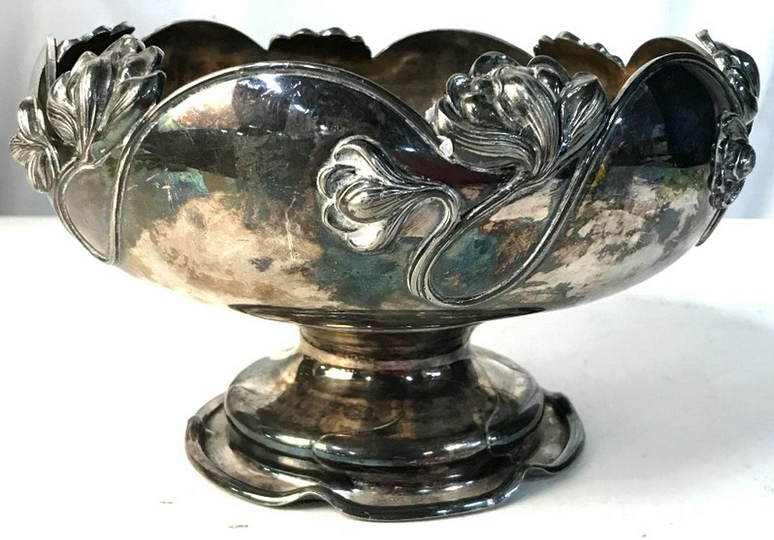 ANTIQUE Art Nouveau Quadruple Plate Silver Bowl: Stem Bowl Dated from 1904. Inscribed underneath along with hallmark, ‘ Pat. June. 14. 1904. B Victor Silver Co. Quadruple Plate Silver 1282’. Quadruple Plate Silver is a rarity, a collector’s it