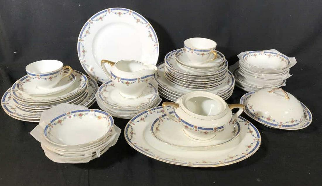 Porcelain Dinner Service , Victoria: Victoria pattern checkoslavakia, Porcelain Tableware, place settings, Dinner Service w hostess pieces, includes platter length app 12 inches, additional platter app 9 inches, creamer, sugar no lid, co