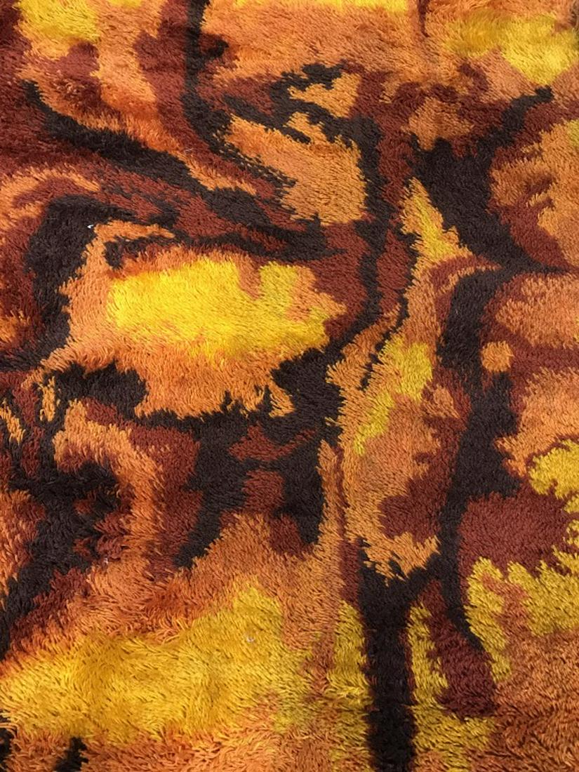 EGE RYA Multi Toned Rug: Underside of piece is marked EGE RYA ACRILAN MADE IN DENMARK. Piece measures approx 122 Centimeters wide 183 centimeters long. home accent and decor interior design, shag rug, retro design, 6