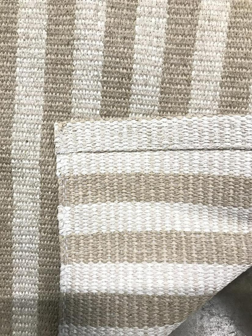 Cream & Tan Toned Woven Rug: Rug is cream & tan toned. Possibly Handmade. Piece measures approx 41 inches long 27 inches wide. carpet area rug, home accent and decor interior design 6