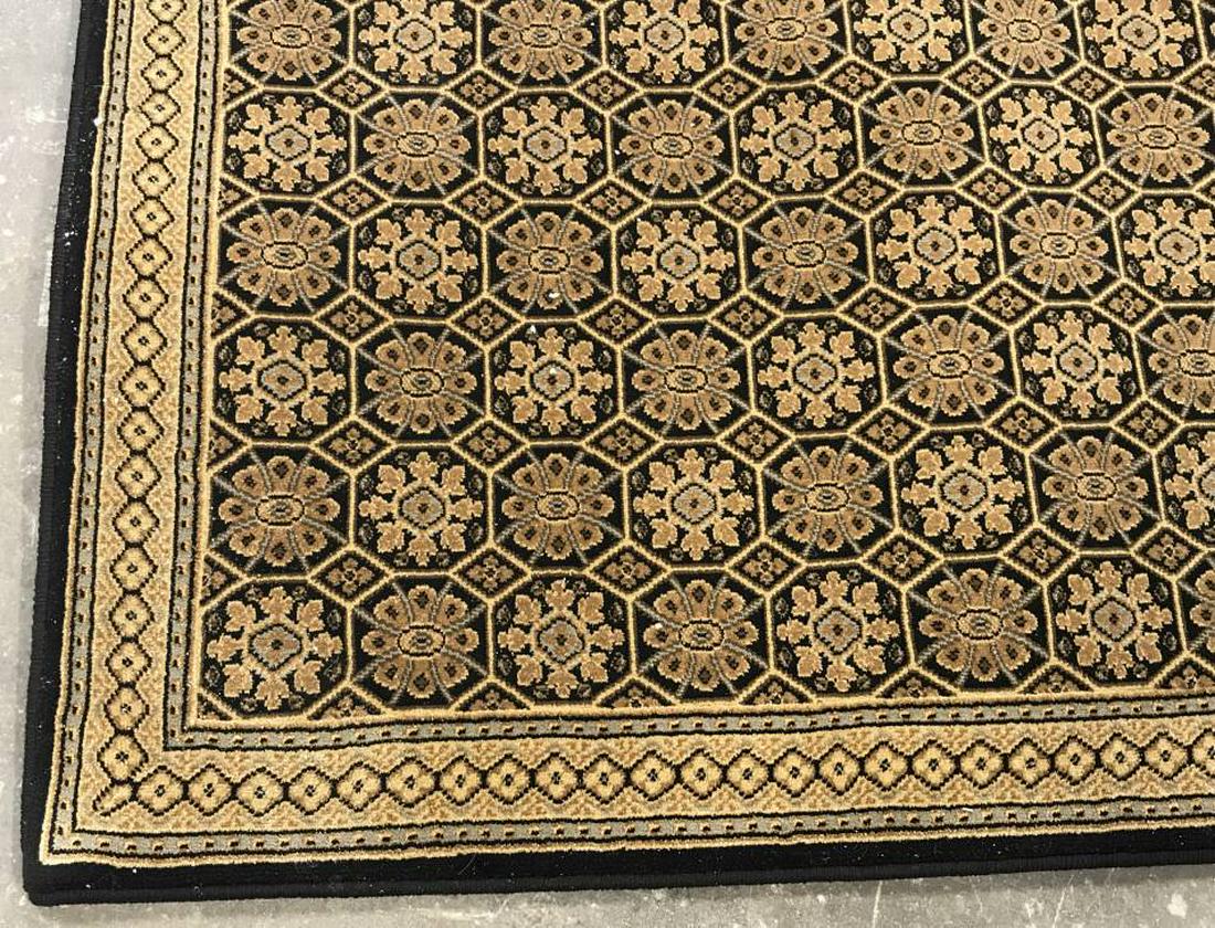 Geometric Floral Design Rug: 110.5 x 108 gold toned on black toned carpet, geometric carpet, home accent and decor, are rug, geometric design, living room / bedroom furnishings and accessories,
