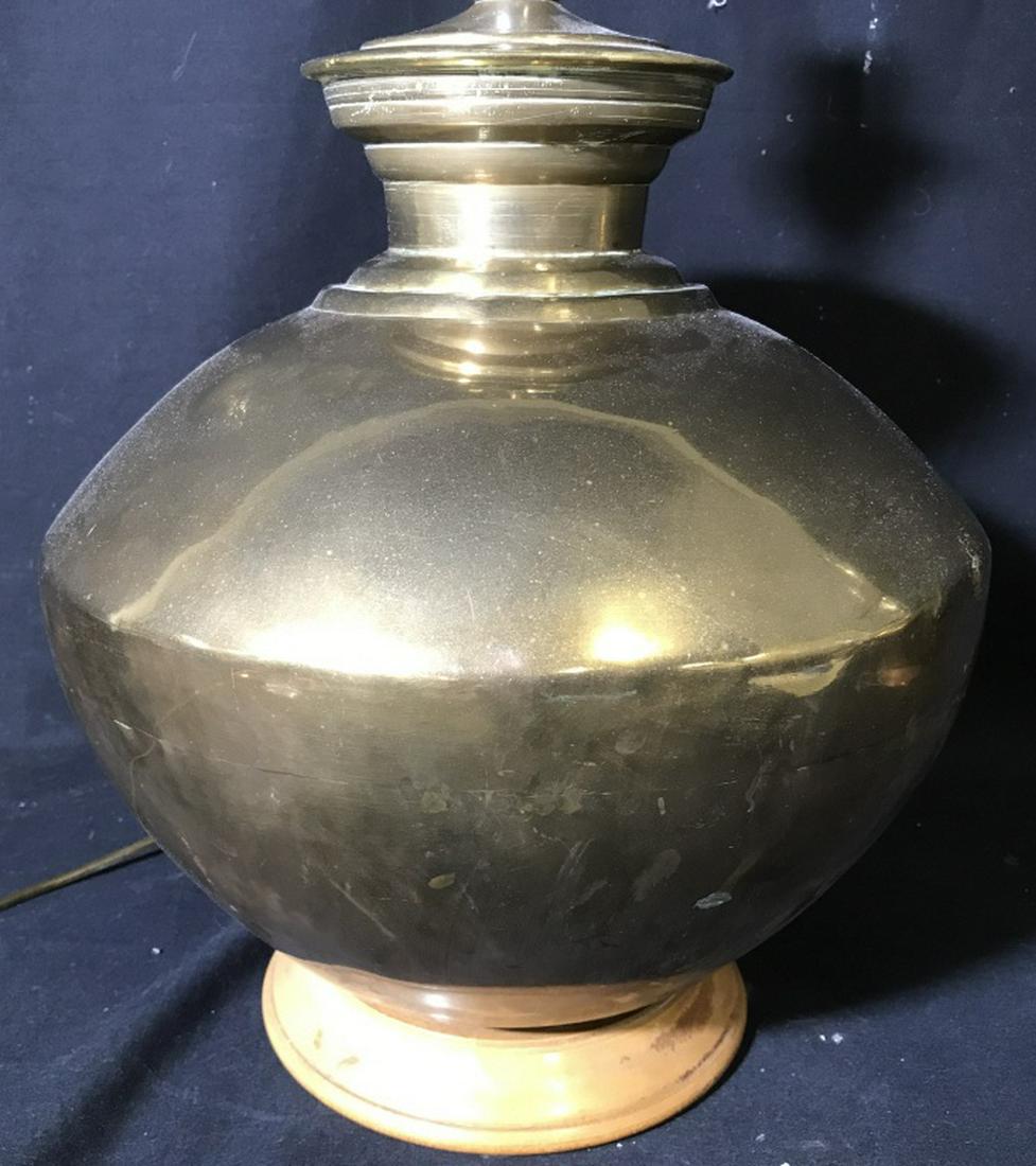 Pair Gold Toned Brass Lamps W Finials: Lot includes 2 lamps. Each are gold toned & appears to be brass. Tops of lamps have finial. Each measures approx 25 inches tall 12 inches wide. table lamps, home accent and accessories, home lighting 