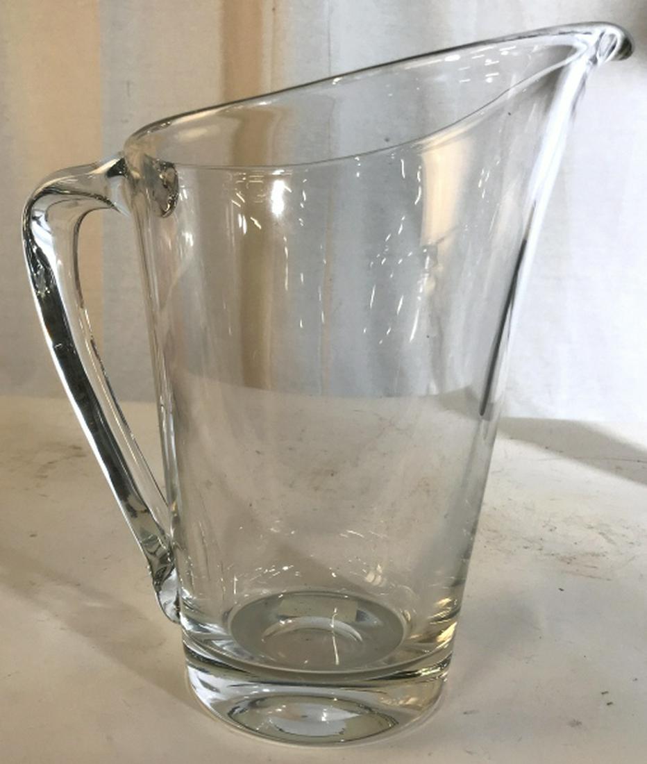 Calvin Klein Home Glass Crystal Pitcher: Tableware, Vessel,Vase,pitcher, jug, measures app 10 inches ht, handle to spout app 10 inches, luxury home goods
