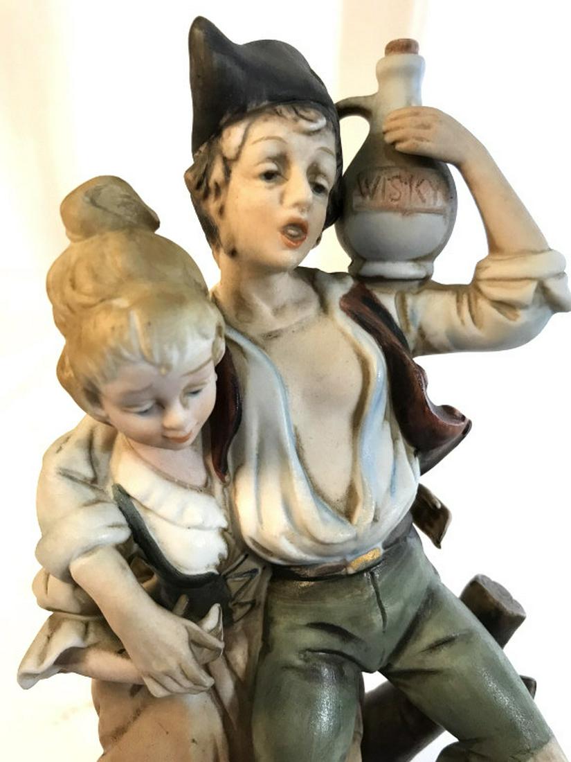 Lefton Bisque Figurals: Marked underside, Japan, man and woman figural bisque Porcelain, measures ht app 9 inches, decorative arts and accessories, shelf piece, home accent and decor