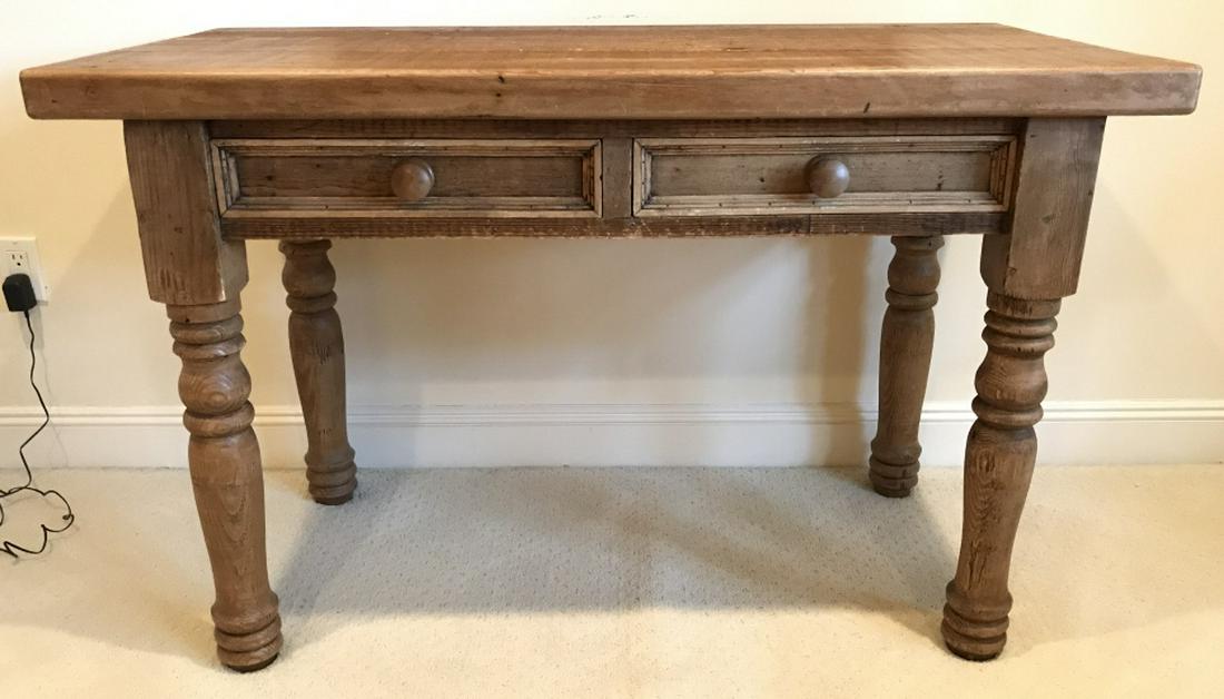 Rustic Pine Wooden Desk: Rustic Pine Wooden Desk with two drawers, measures approx 48 inches long x 24 inches deep x 31 inches tall, good condition. Pine Furniture, Country House Furniture, Farm House Furniture, Desk, Compute