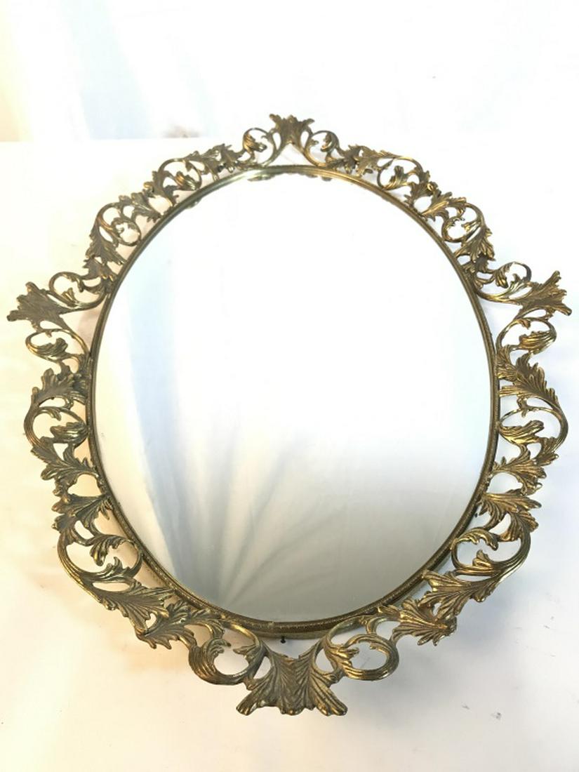 Vanity Mirror Tray W Gold Toned Frame