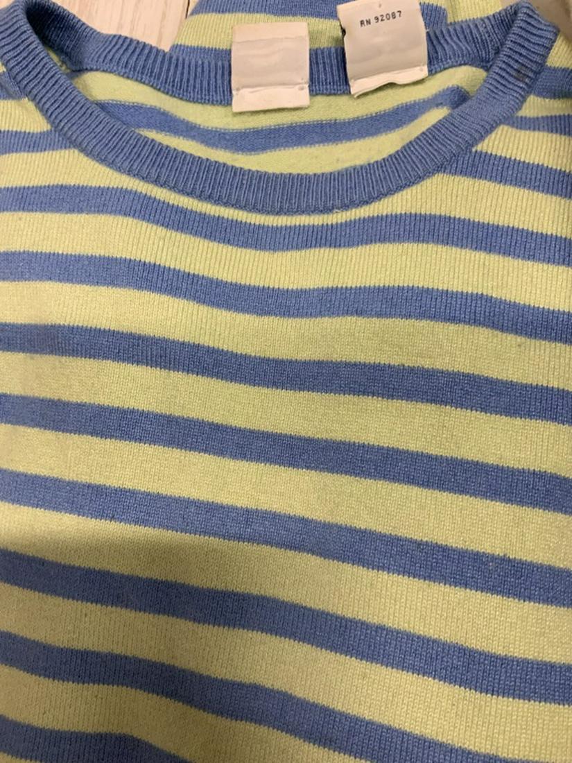 Group Lot 15 Ladies Cashmere and more Sweaters: Sizes small and medium colors of pale yellow, striped, cream, chocolate brown pink piping, pale blue, coral, olive and more brands include TSE,J Crew, Cutter and Buck, real clothes, Bobby Chan, Donna