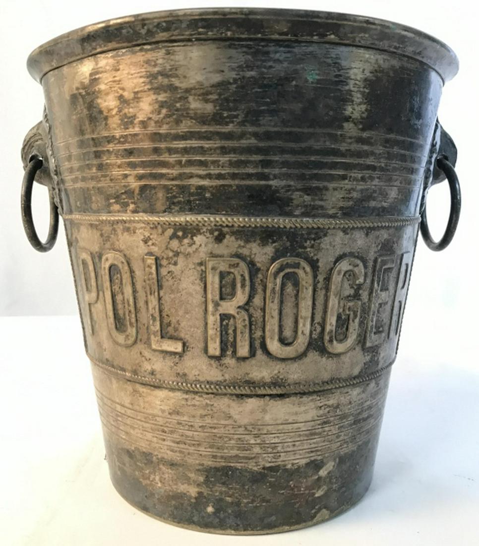Vintage French ARGIT Champagne Bucket: Underside of piece reads ARGIT PARIS. Piece measures approx 8 inches tall 9 inches wide. Contains 2 handles each with grape and leaf detail. ice bucket, barware, decorative arts and accessories 6