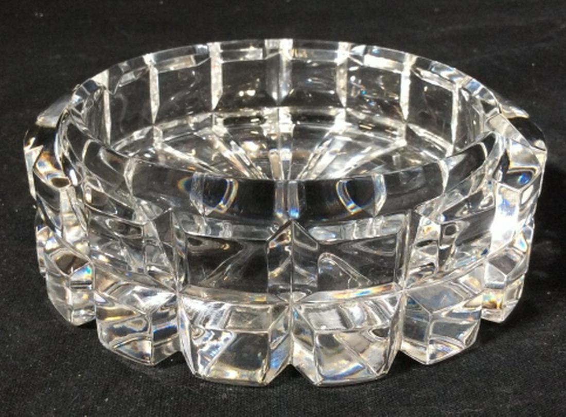 Cut Glass Crystal Bowl Tray: Possibly vintage Cut glass textured crystal ash tray. Ash tray measures at approximately 1.6 inches tall, and approximately 5 inches in diameter. Ashtray, ash tray, cut glass, crystal ash tray, vintag