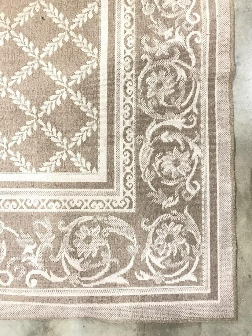 Peanut Toned Floral & Leaf Detailed Wool Rug: Rug is has floral & leaf detail. Rug appears to be wool. Piece measures approx 116 inches long 92 inches wide. interior decor, home accessory, home accent, area rug 6.