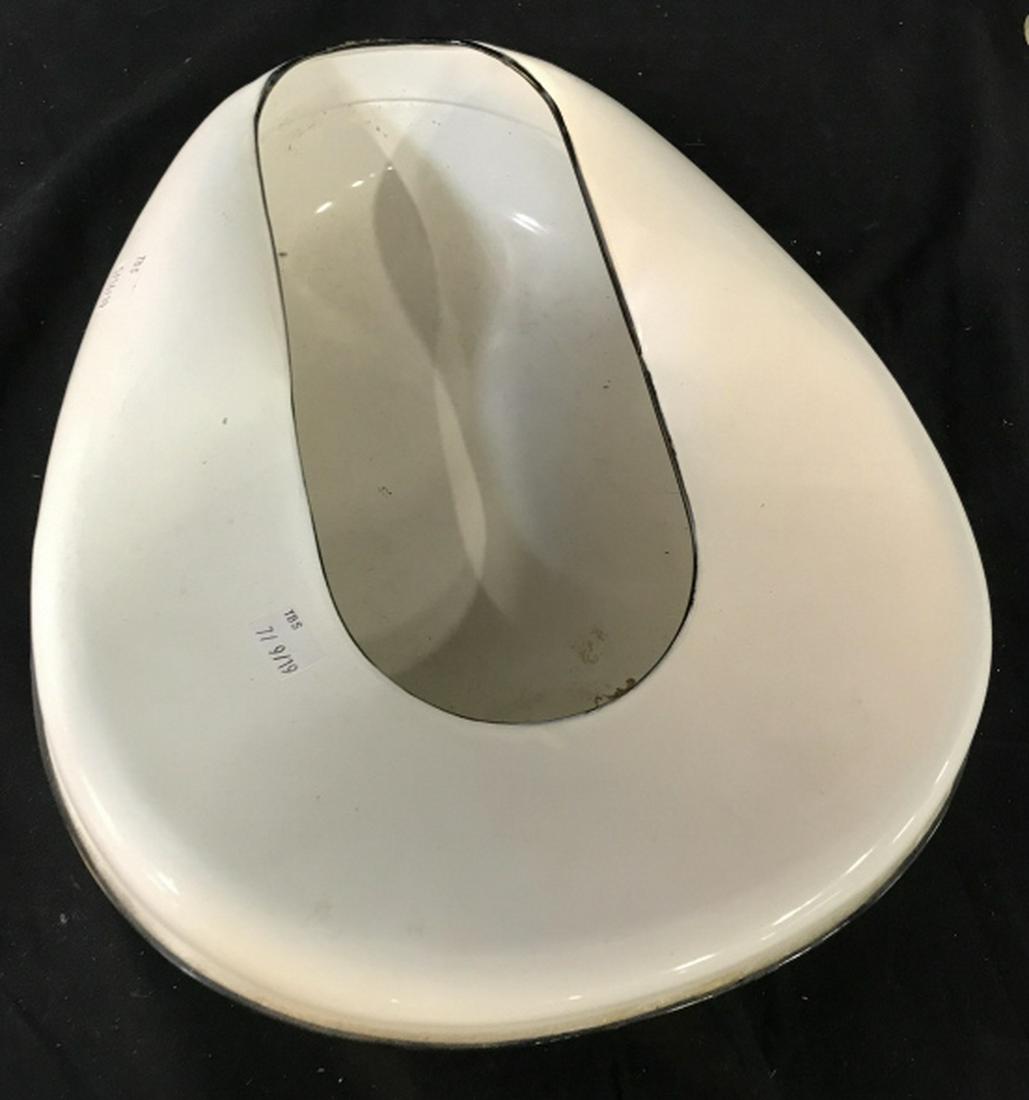 Vintage Metal Enamel Medical Bedpan Supply: Hospital Bedpans. 14 x 11.5 in. White enamel. Stamped on underside. Hospital Supply, Vintage Medical Supply, Metal Enamel Bedpan, Hospital Toileting, Hospital Bedpan Collectible, Vintage Urinal Basins