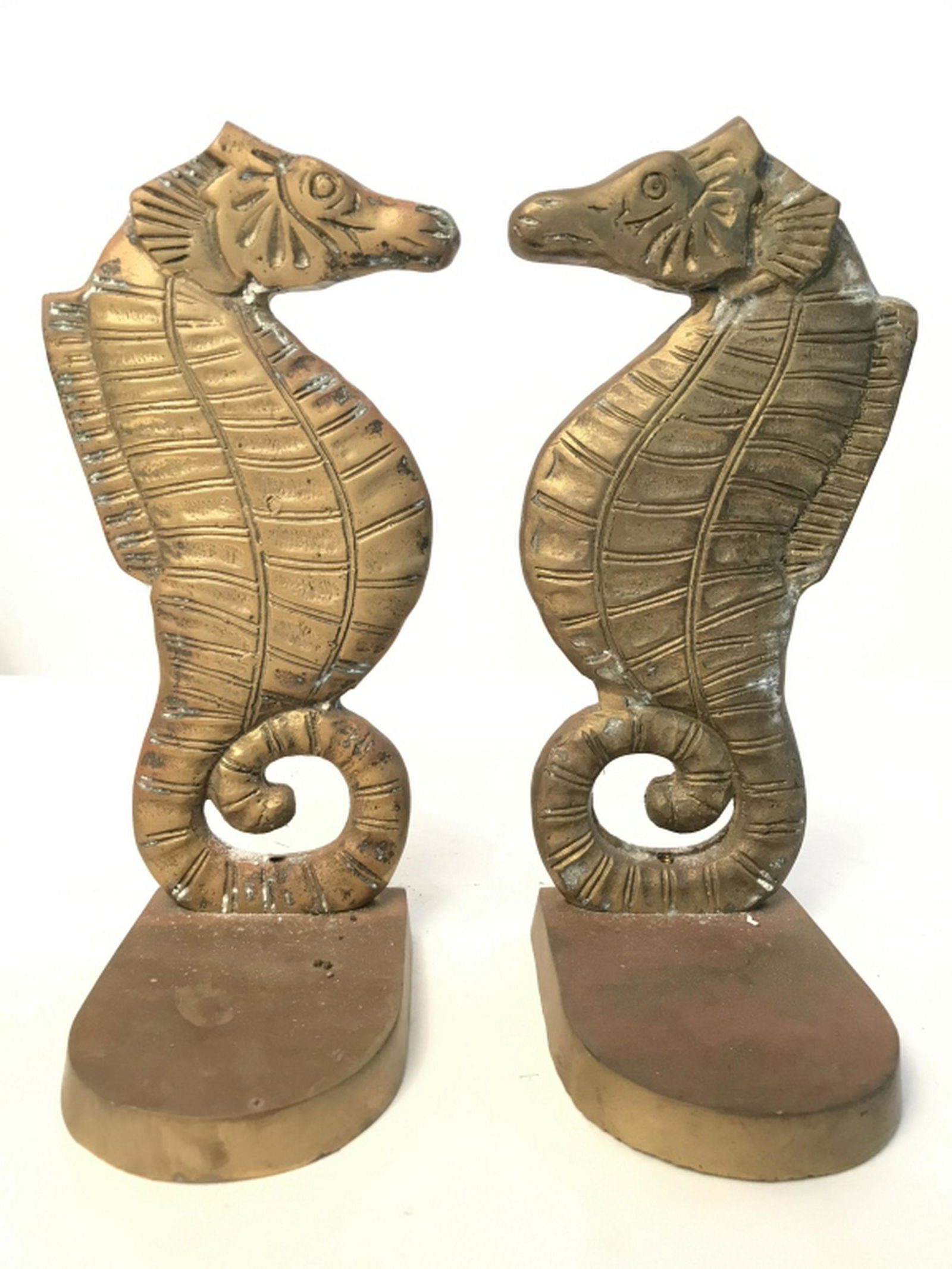 Pair Gold Toned Brass Seahorse Bookends Lot includes 2 Aug 21, 2019