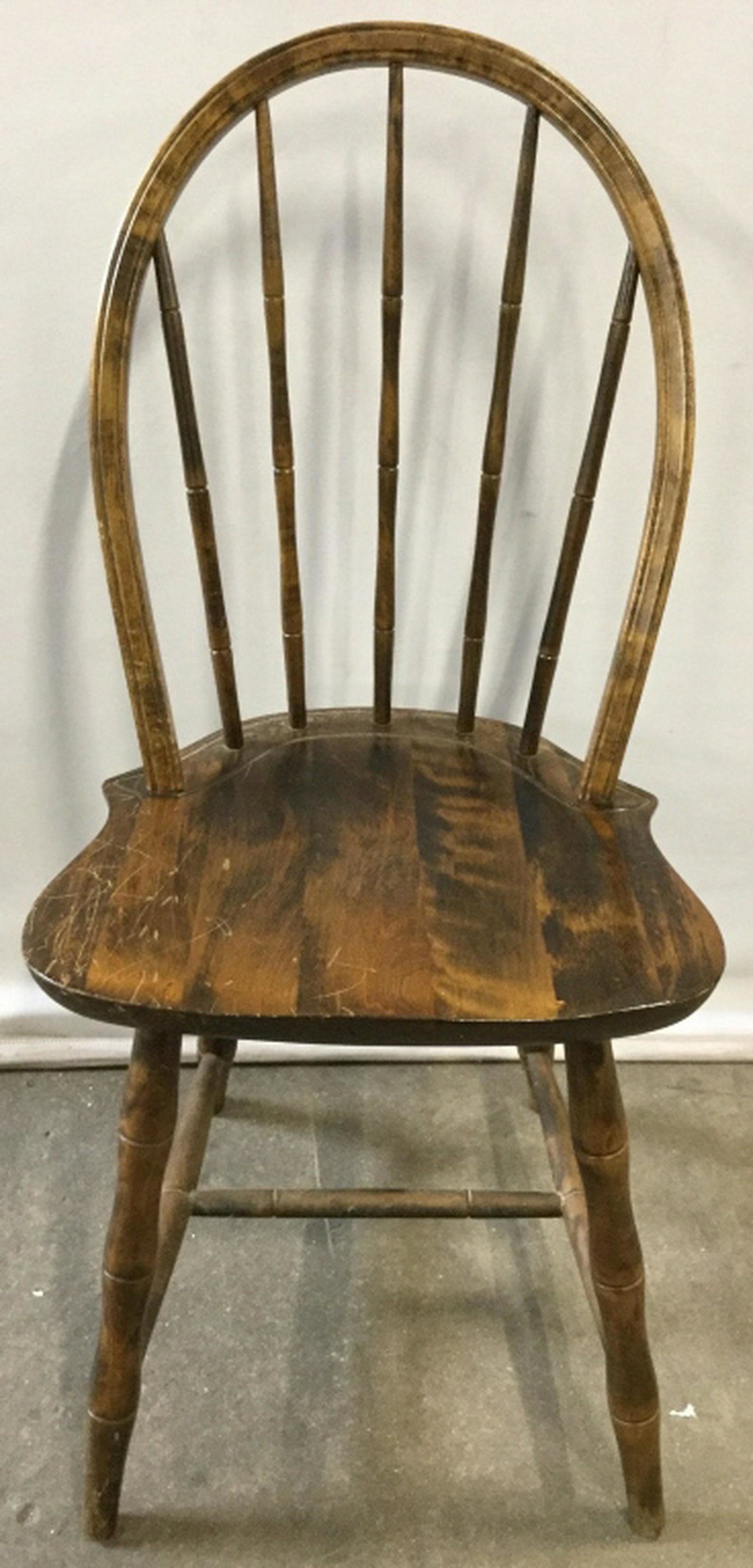 NICHOLAS & STONE Carved Wooden Side Chair Chair is: Chair is marked NICHOLAS & STONE on underside of seat. Piece is brown toned with carved wooden detail. Piece measures approx 33 inches tall 16 inches wide 18 inches deep. 6