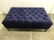 Blue Toned Tufted Ottoman W Wooden Feet Ottoman is blue - 3