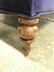 Blue Toned Tufted Ottoman W Wooden Feet Ottoman is blue - 6