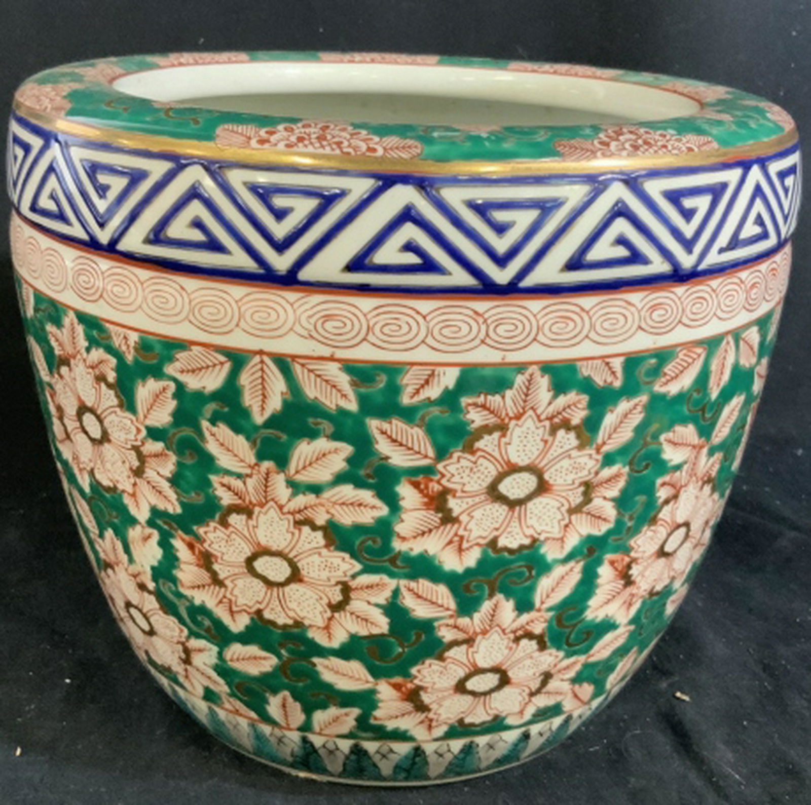 ARITA YAKI Signed Japanese Porcelain Planter: Made in Japan, Asian decorative arts, signed underside, Japanese porcelain tableware, vase, bowl, vessel, planter cache pot, measures app 9 inches ht diameter app 11 inches