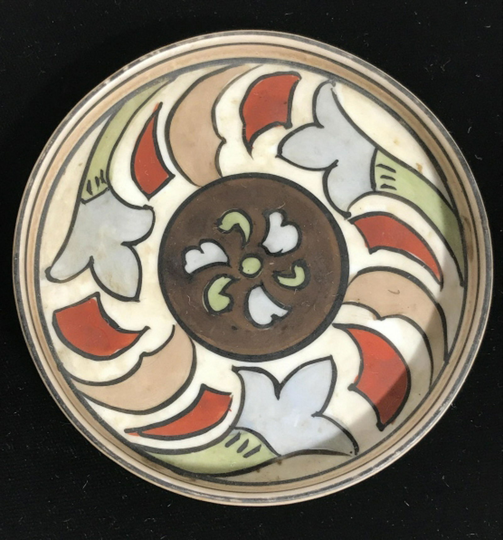 Set of 3 Nippon Coasters: Hand Painted Matte Porcelain Coasters. Hallmark on underside. No fissures, mild discoloration on rims from use. 3.5 in. Nippon Porcelain, Porcelain Coasters, Furniture Beverage Protectors, Hand Painte