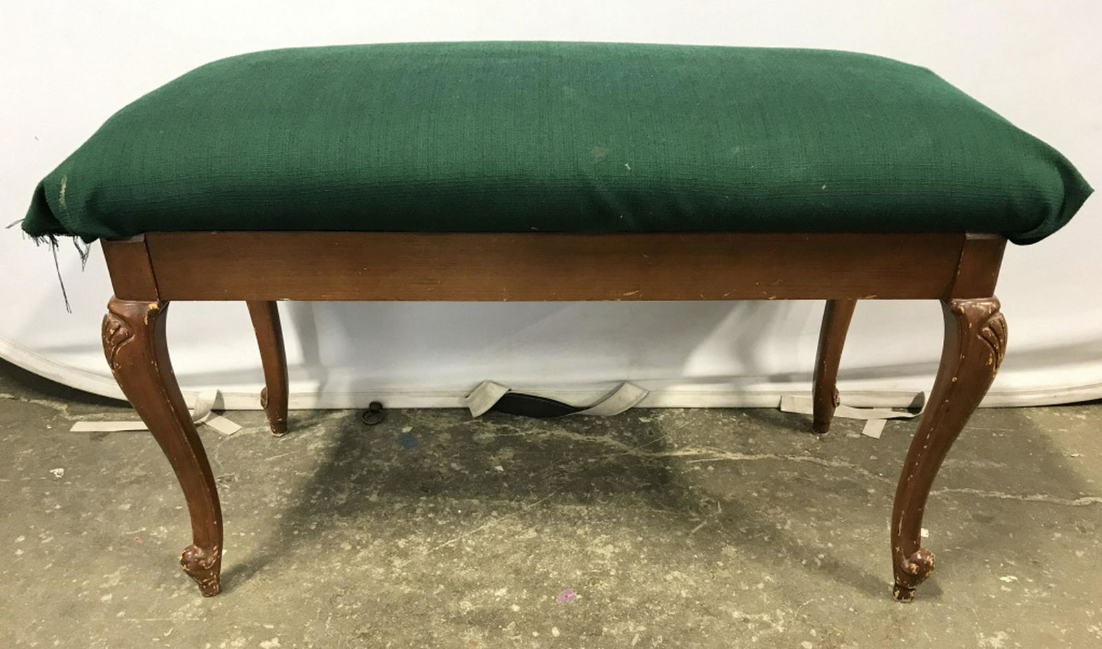 Vintage Carved Wooden Upholstered Bench Aug 21 2019 The