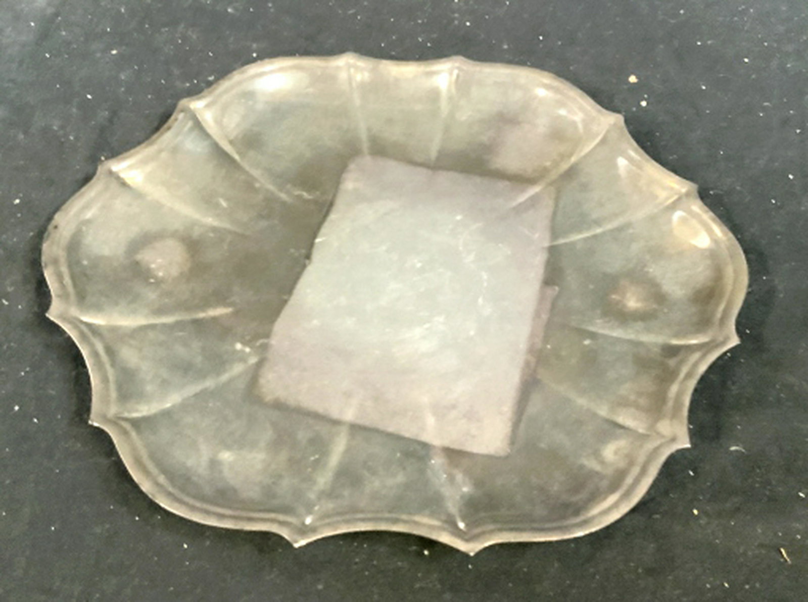 Chippendale Silver Plate Platter: Marks on underside, measures diameter app 11 inches significant discoloration and surface wear, decorative accessories, tableware platter, plate