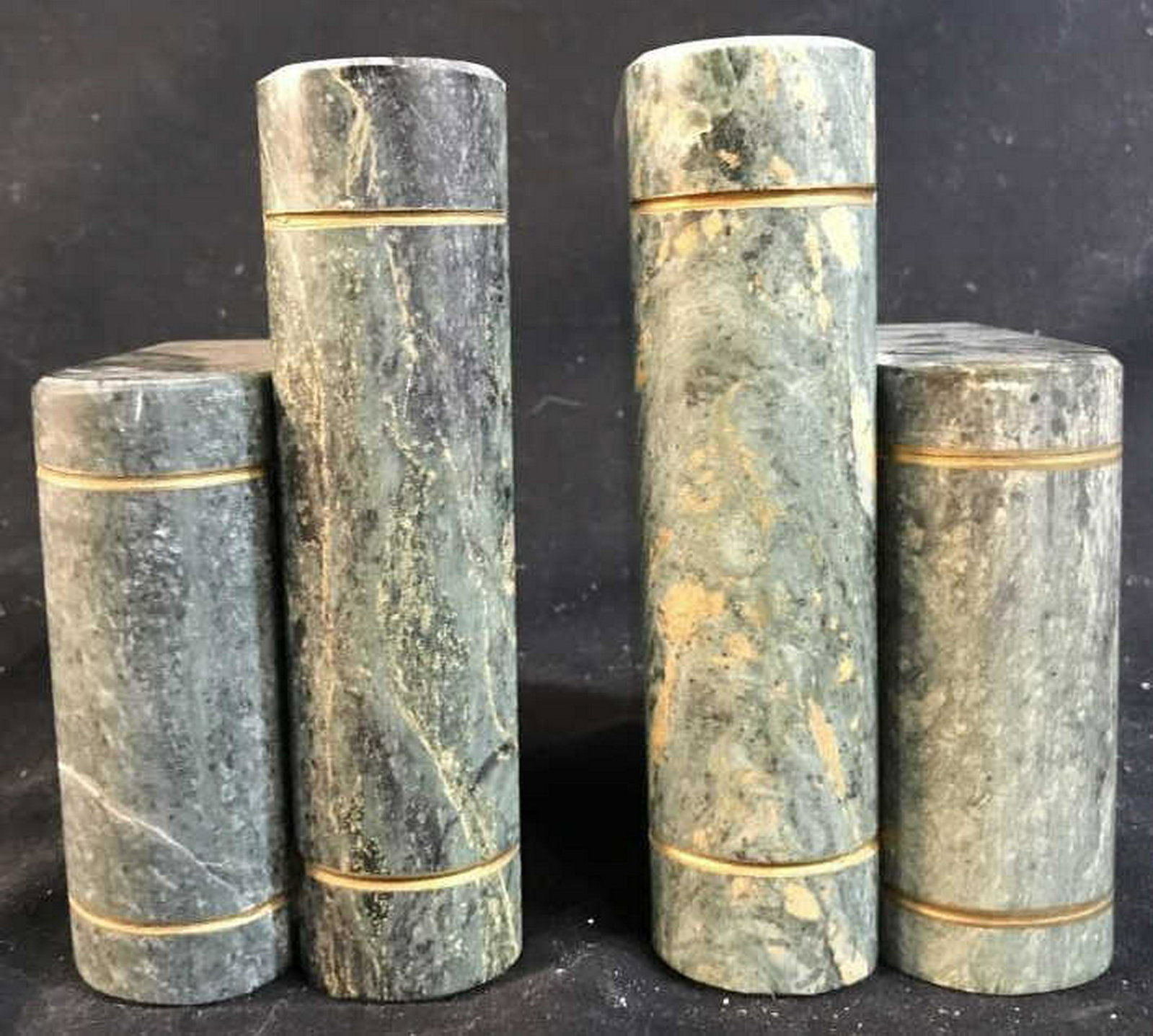 Pair Green Marble Stone Book Ends: In form of books, each measures ht app 6 inches mantle piece decor, home accent and accessories, shelf piece, office accessory