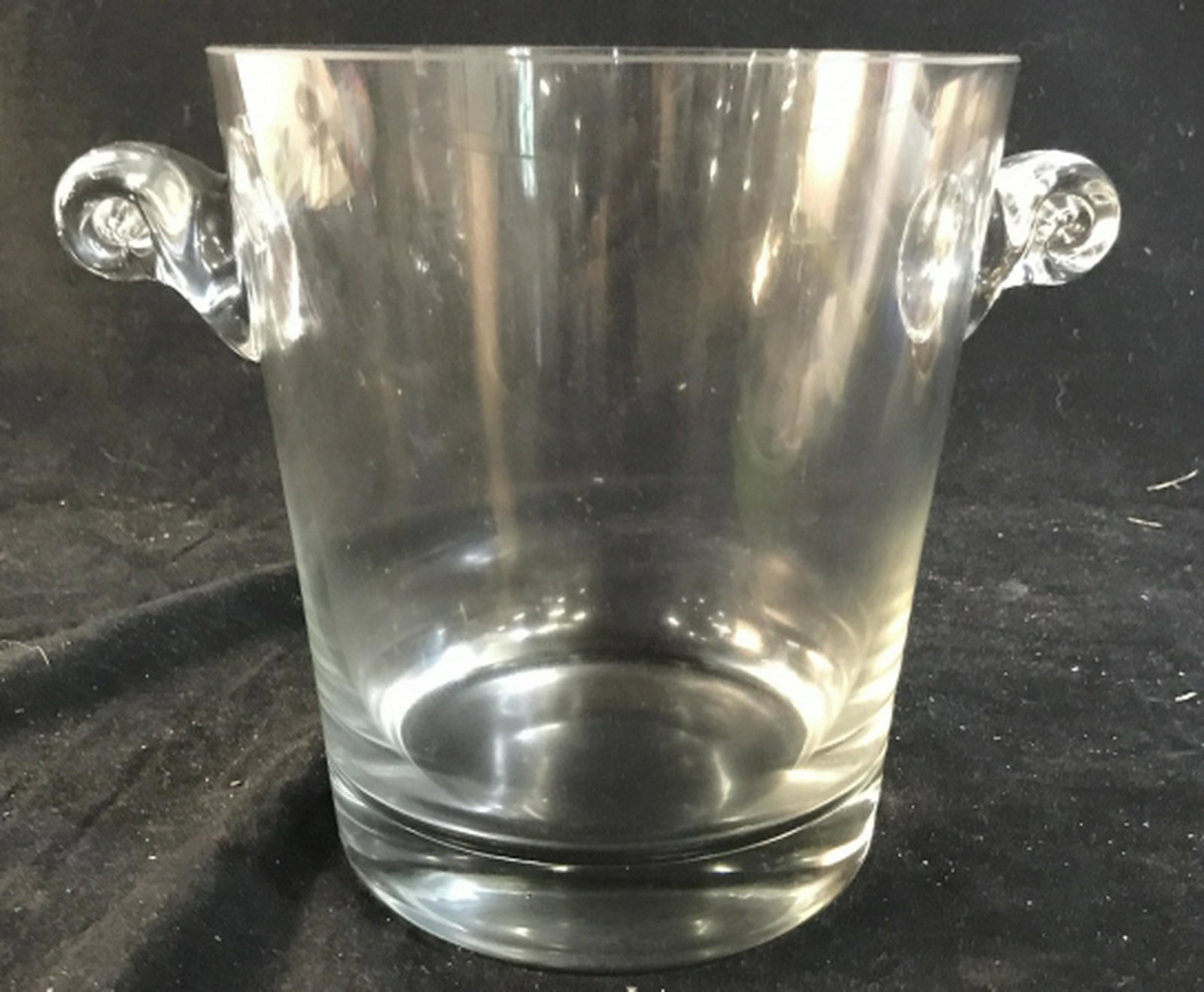 Scroll Handle Crystal Ice Bucket: Bar ware, vase, Vessel, ice bucket, Crystal tableware ht 7.5 inches diameter to handles app 11 inches