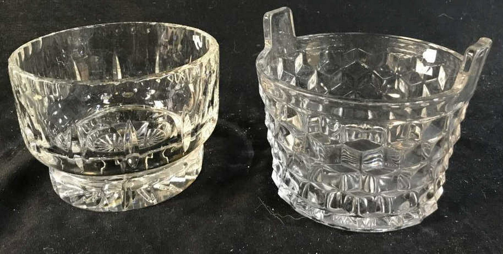 Lot 2 Crystal Glass Bowls: Decorative table ware, bowls, vessels, vases, taller measures ht 5 inches diameter app 6 inches