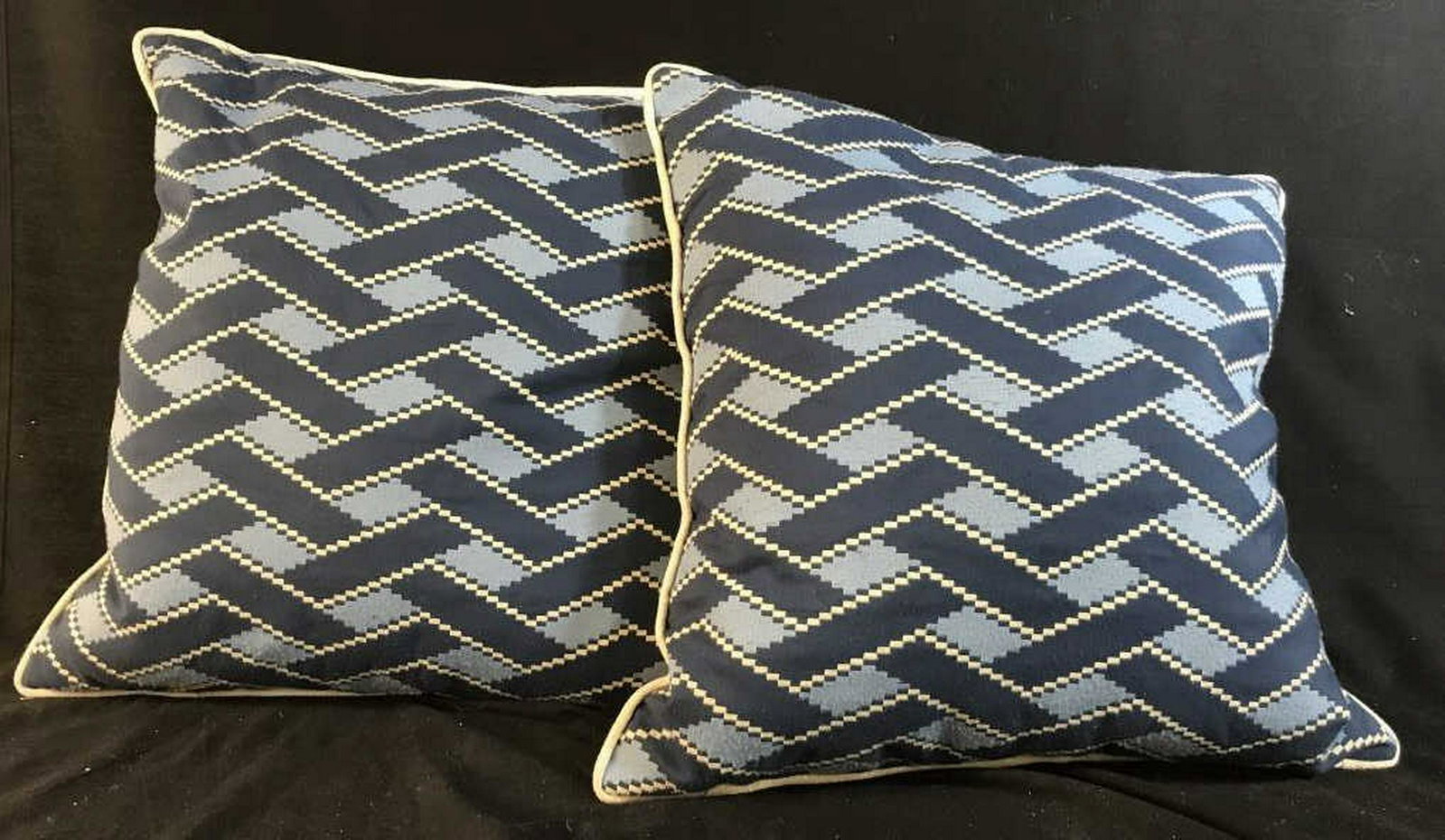 Pair Down Filled Blue and White Toss Pillows: Throw pillows decorative accessories, each measures app 19 inches square