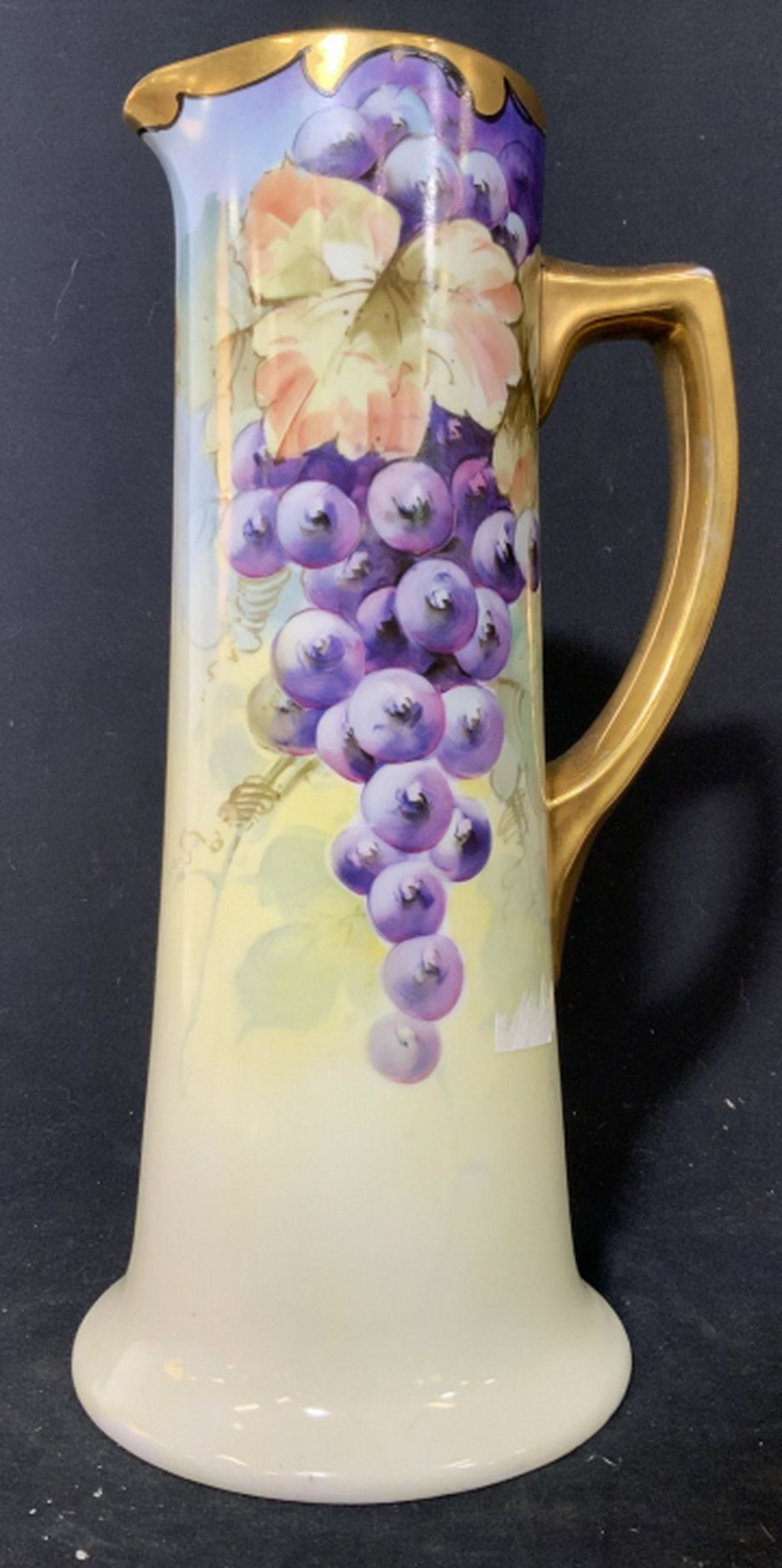 Royal Vienna Porcelain Tall Pitcher Hand painted vase: Hand painted vase vessel tableware ht app 14 inches