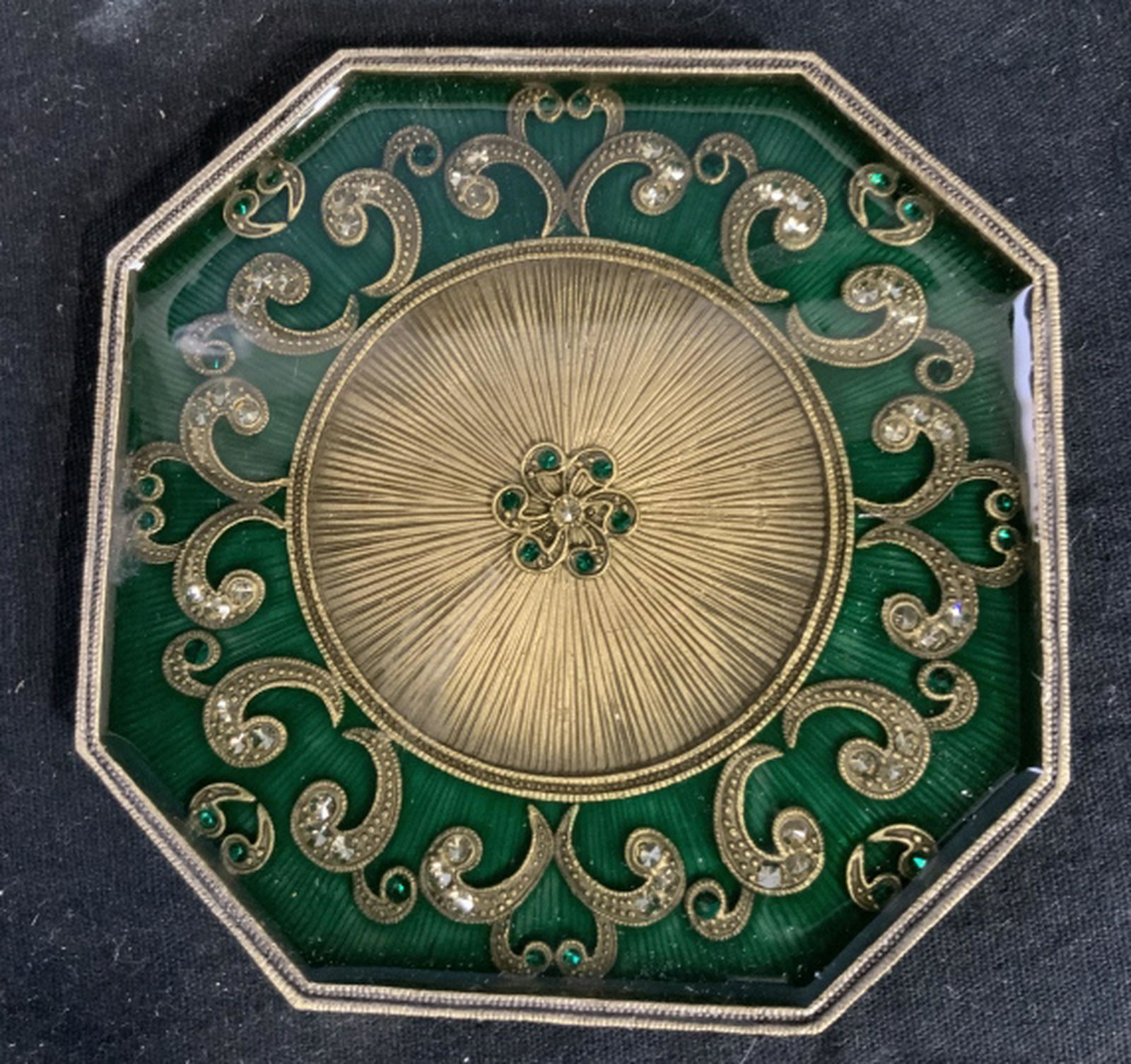 Metal Enamel Rhinestone Metal Art Trinket dish Trivet,: Trivet, tray, decorative tableware, trinket dish diameter app 4.5 inches