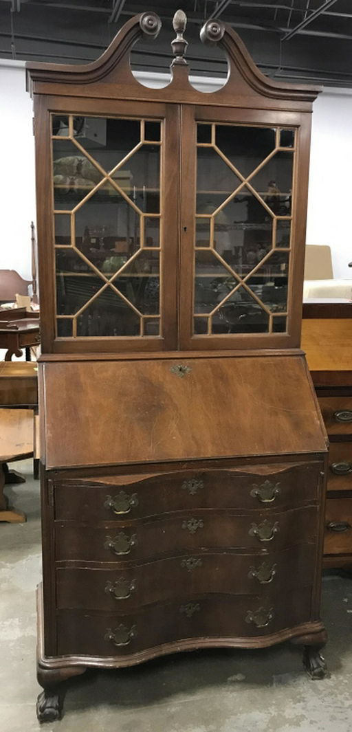 Federal Chippendale Drop Front Secretary Cabinet