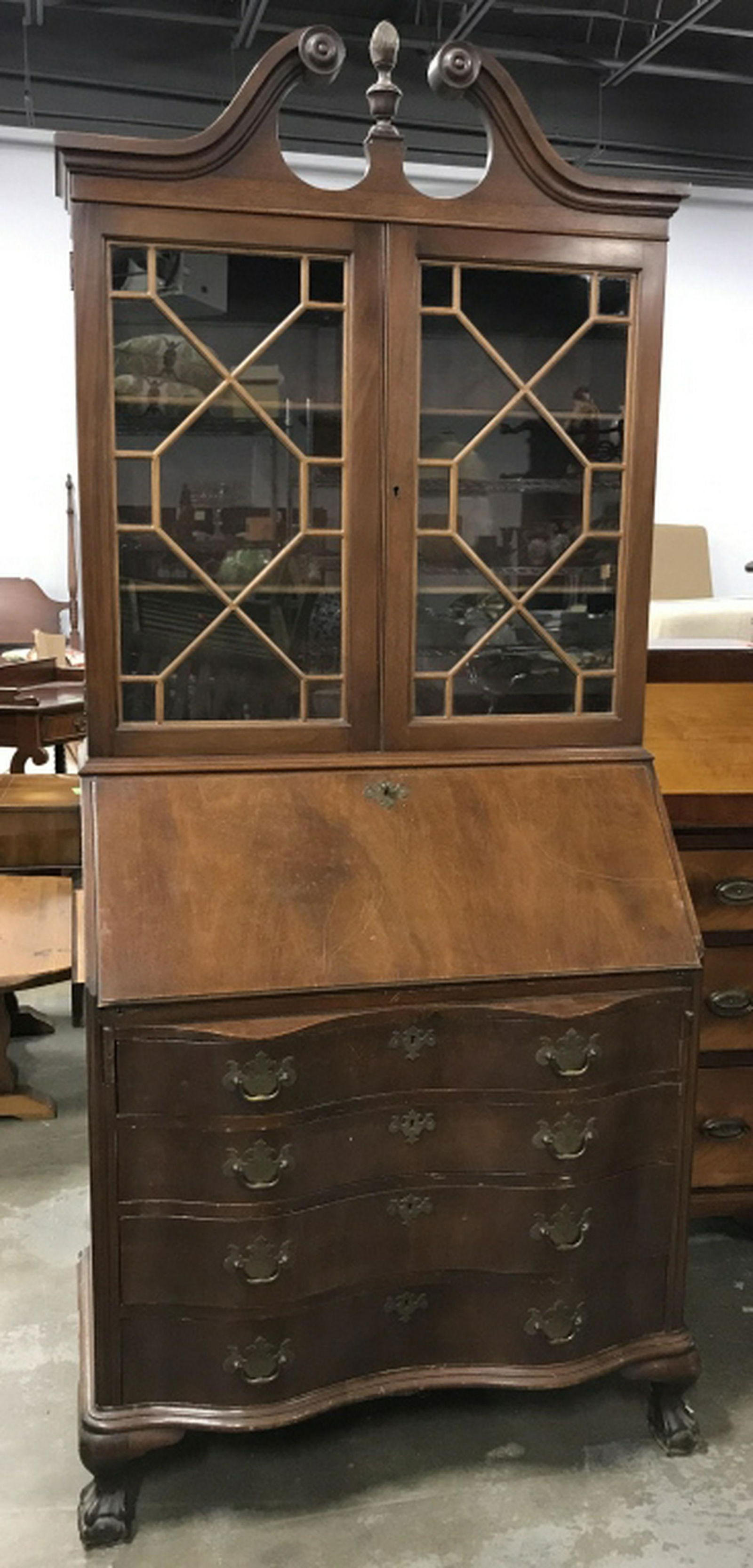 Federal Chippendale Drop Front Secretary Cabinet Aug 28 2019