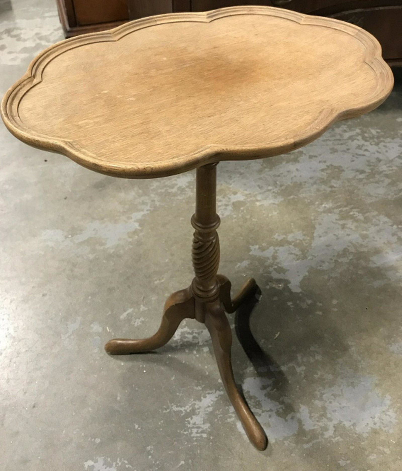 Petite Wooden Tripod Candle Stand Side Table Measures: Measures approx 20.5 inches in height by 10.25 inches in width by 14.25 inches in depth. Vintage furniture, wooden candle stand, wooden side table, interior home decor accessory. 7