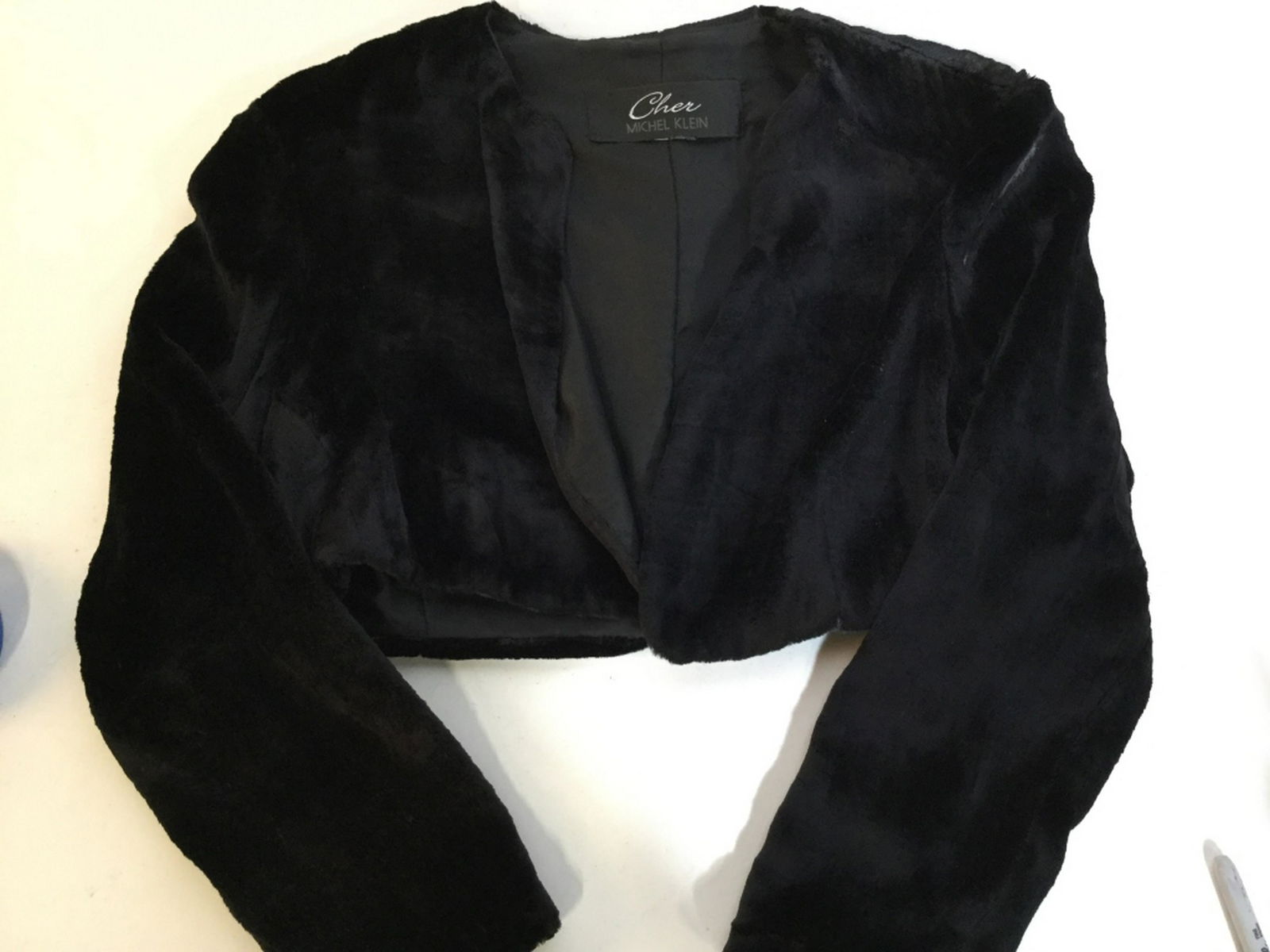 Cher by MICHAEL KLEIN Crop Dress Jacket Michael Klein: Michael Klein Silk Lined Crop with viscose exterior. Tag says Made in France. Appears to be size S. Long sleeves. No surface issues. Dress Crop Jacket, Eveningwear, Long sleeve Crop, Outwear, Michael