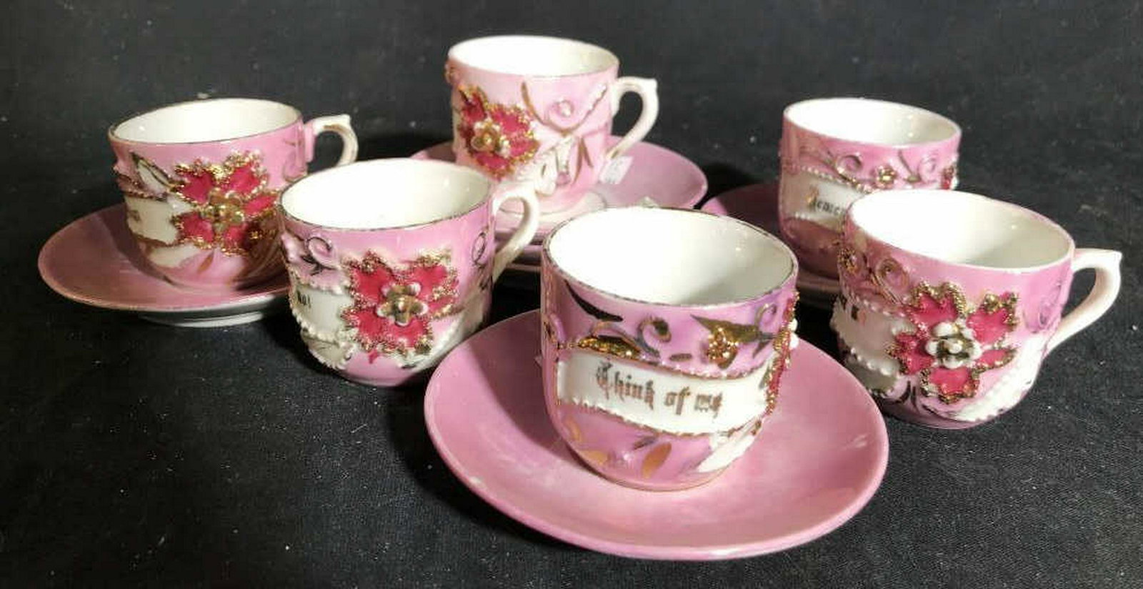 German Porcelain Tea Cup Saucer Sets 6 cups with 6: 6 cups with 6 saucers, saucer diameter app 4 inches, German Porcelain tableware, tea service, coffee service, porcelain tableware