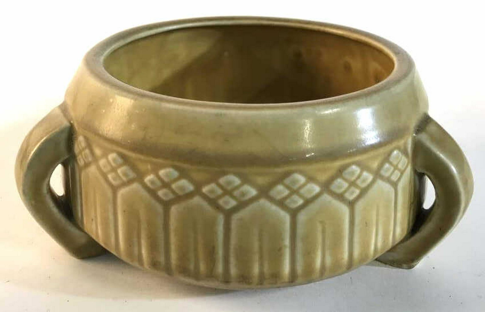 Collectible Trademarked Ceramic Vessel Pottery, table: Pottery, table ware,trade mark of sun burst with center P, numbered 1632, Decorative Tableware Measures app 3 inches diameter to handles 7 inches