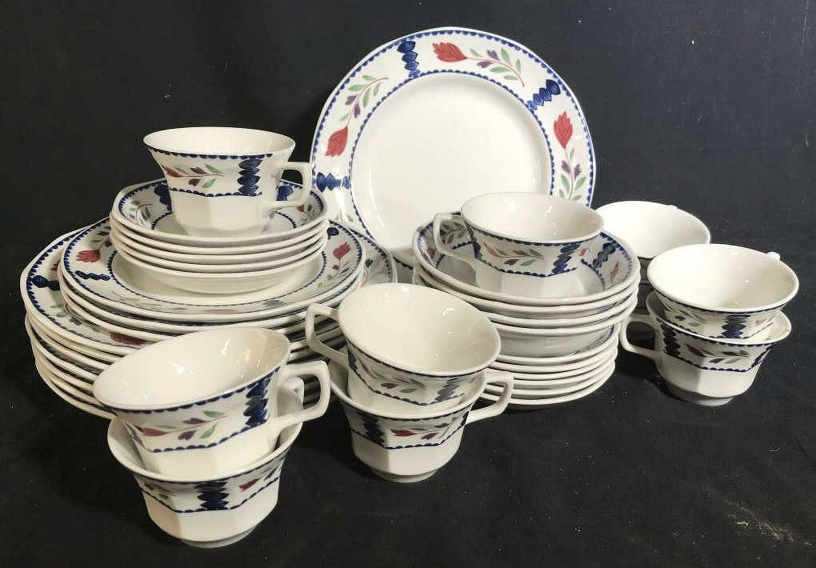 English Ironstone ADAMS Dinnerware Place settings,: Place settings, table ware, English China Set includes 8 dinner plates diameter 10 inches, 3 lunch plates, 11 Saucers, 10 cups, 4 bowls, dinner service, tea service, dinnerware, tableware, ironstone,