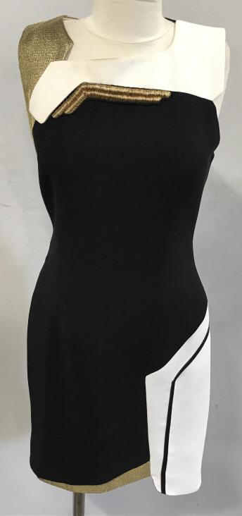 Haute Couture Geometric Block Dress - ANDREW GN: Size 40. Lined. Made in a France. Tag reads fabric is acrylic, polyester, cotton & and pi teal. Length 38 in. Needs Dry Cleaning. French Couture, Red Carpet Dress, Haute, French Luxury Designer, Famou